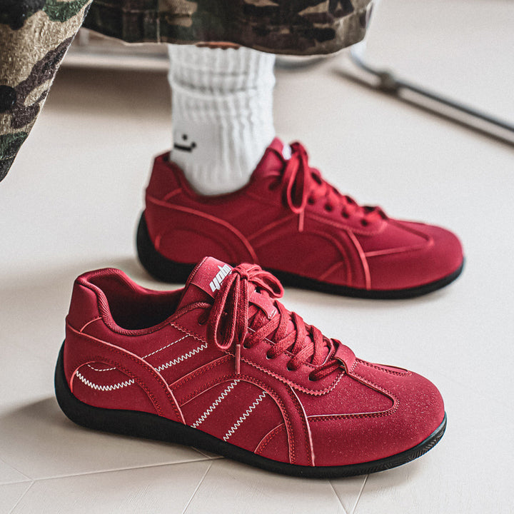 Men's retro-inspired low-top casual sneakers with suede look, padded ankle collar, and grippy rubber sole Mune Fashion