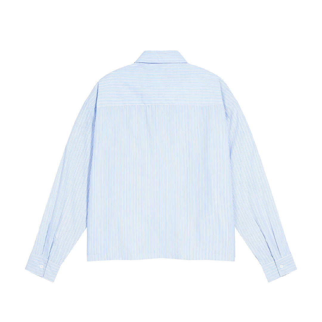 Men's Oversized Shirt made of Cotton Poplin with Pinstripes and Chest Pocket Mune Fashion