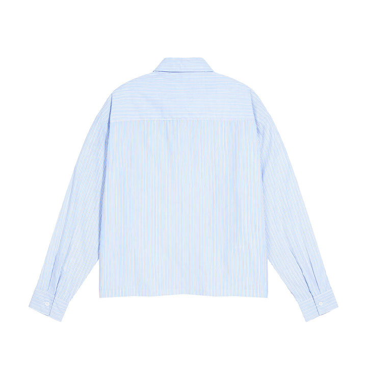 Men's Oversized Shirt made of Cotton Poplin with Pinstripes and Chest Pocket Mune Fashion