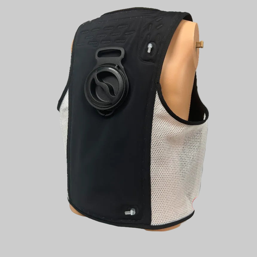 Unisex nan water circulation cooling vest with back chamber, filling spout and breathable mesh sides Mune Fashion