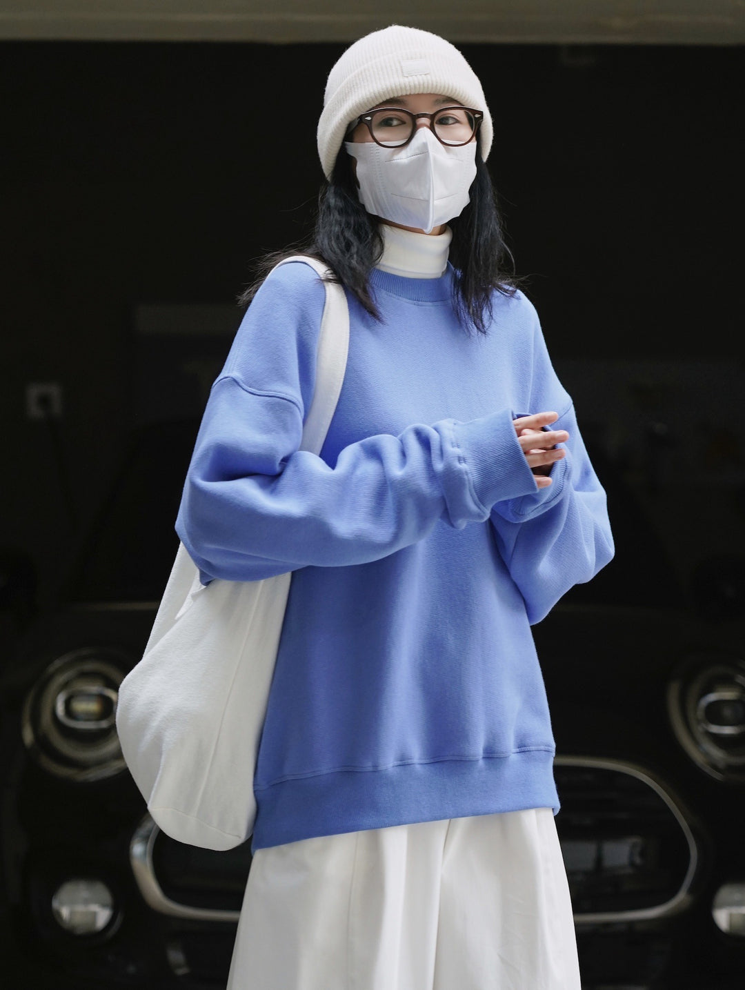 Women's Loose Oversized Sweatshirt with Drop Shoulder and Ribbed Hem Mune Fashion