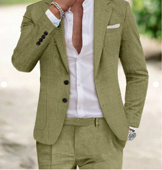 Men's summer seersucker suit with unlined jacket, slim fit, and pleated trousers Mune Fashion