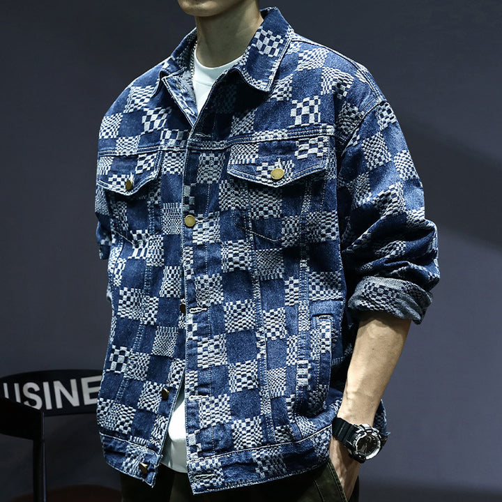 Men's Casual Denim Jacket with Creative Patterns Mune Fashion