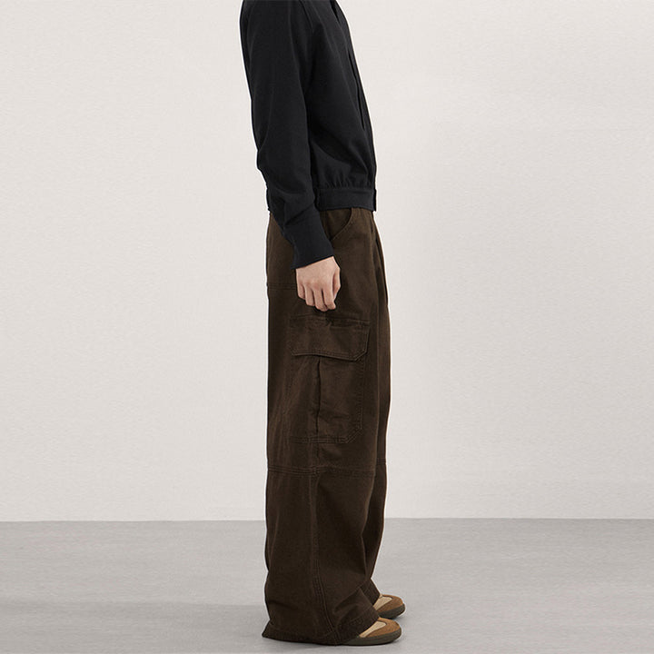 Men's Extra Wide Canvas Cargo Pants with High Waistline, Knee Inserts and Applied Flap Pockets Mune Fashion
