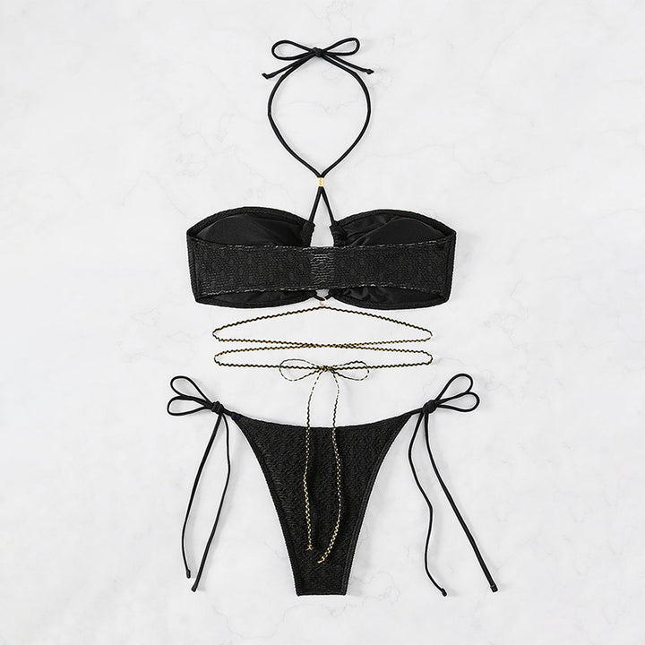 Women's bandeau bikini with refined tie straps and elegant details Mune Fashion