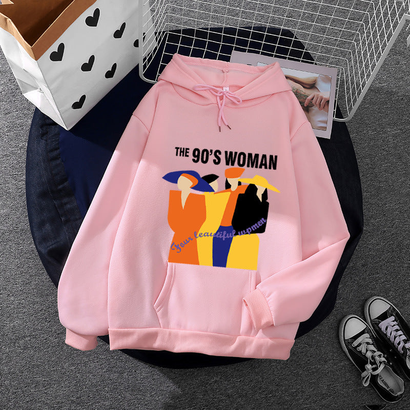 Women's oversized hoodie with 90s illustration print, brushed fleece, and kangaroo pocket Mune Fashion