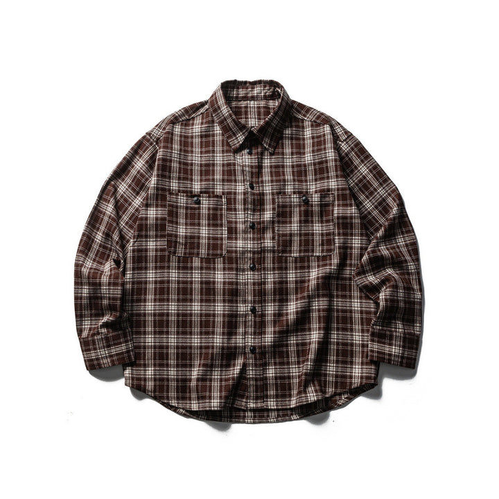 Men's Boxy Check Work Shirt made of soft flannel with double breast pockets Mune Fashion