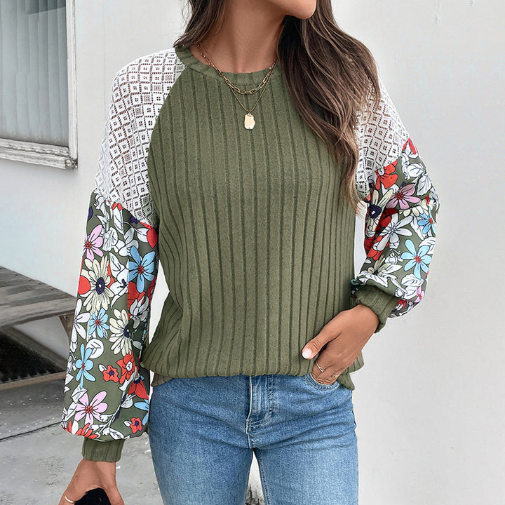 Women’s Fashionable Sweater with Floral Sleeves Mune Fashion