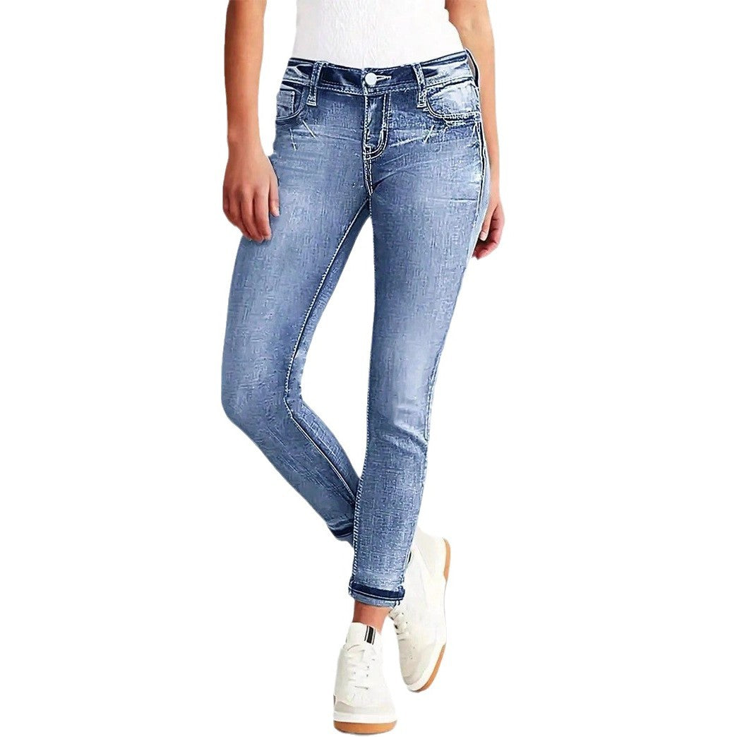 Ladies fitted high-rise skinny jeans with sculpting effect and five-pocket design Mune Fashion