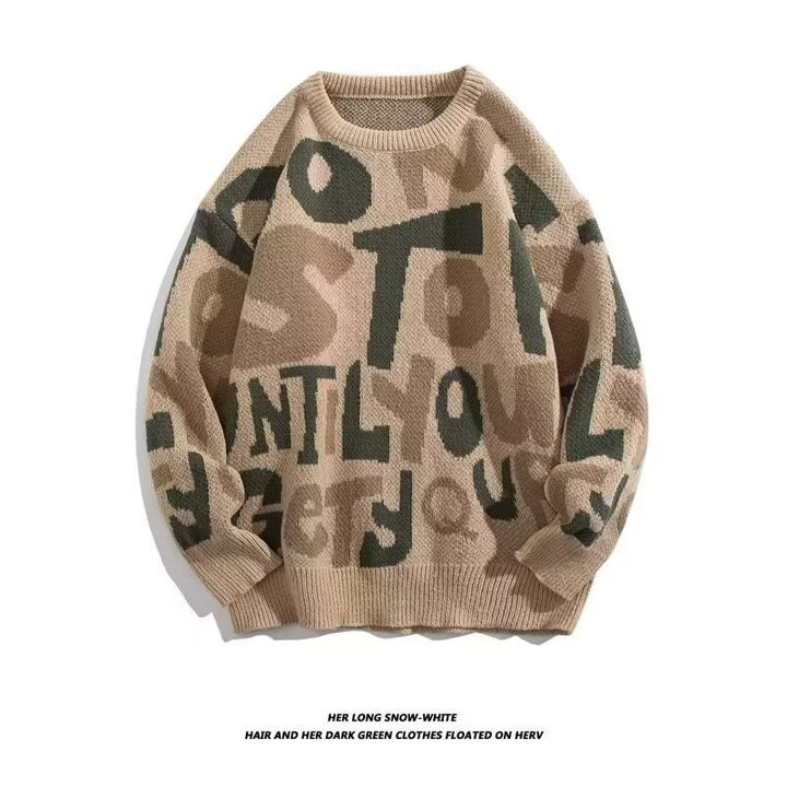 Women's chunky knit sweater with creative prints Mune Fashion