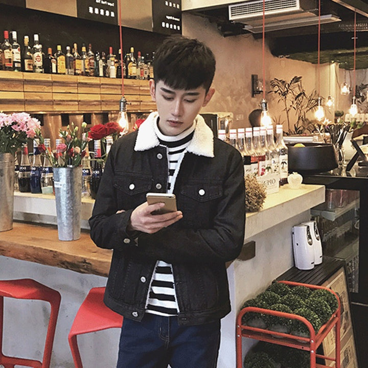 Men's Jeans Jacket with Fleece Inner Lining Mune Fashion