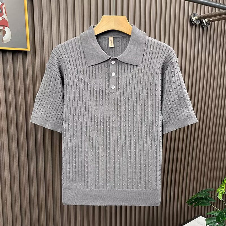 Men's Fashion Knit Polo Shirt with Textured Design Mune Fashion