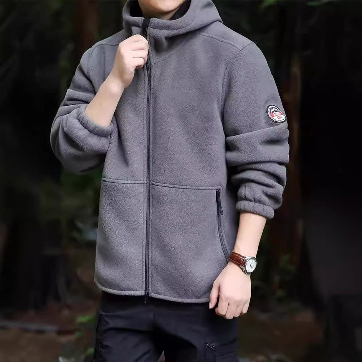 Men's hoodie fleece jacket with Sherpa lining, two-way zipper and wind-resistant front Mune Fashion