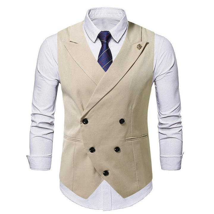 Men's double-breasted suit vest with peaked lapels, slim silhouette, and fine interior finish Mune Fashion