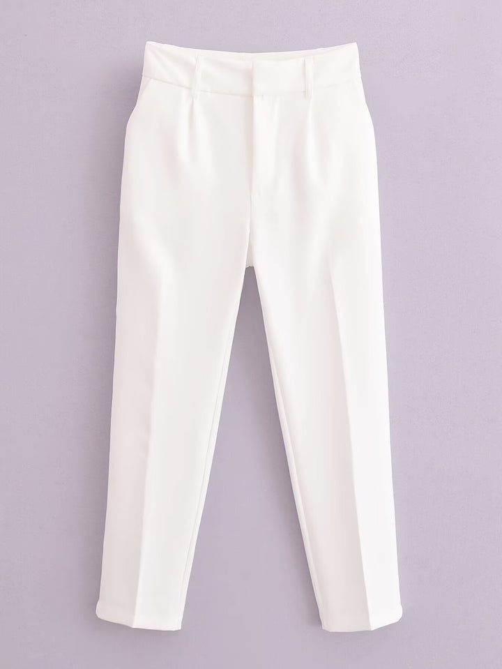 Women slim fit suit trousers with crease and elastic waistband Mune Fashion