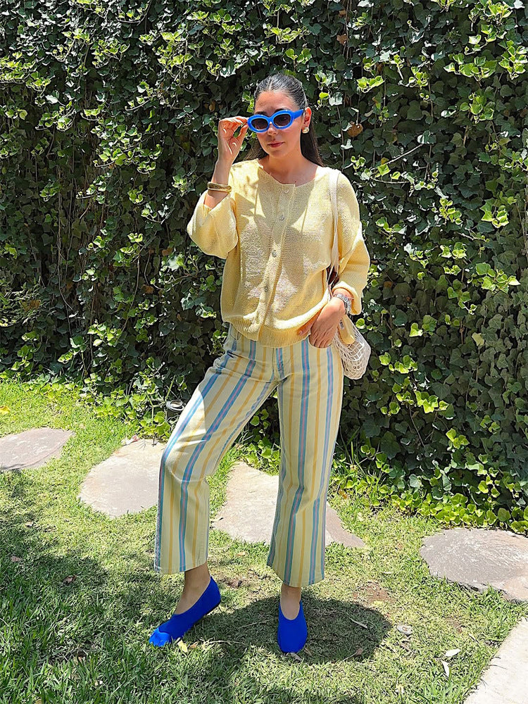 Women's Lightweight High-Waist Linen Pants with Wide Leg, Side Pockets & Long Side Slits Mune Fashion