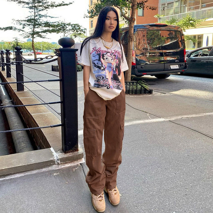 Women High-Waist Cargo Jeans in Relaxed-Fit with Wide Leg Mune Fashion