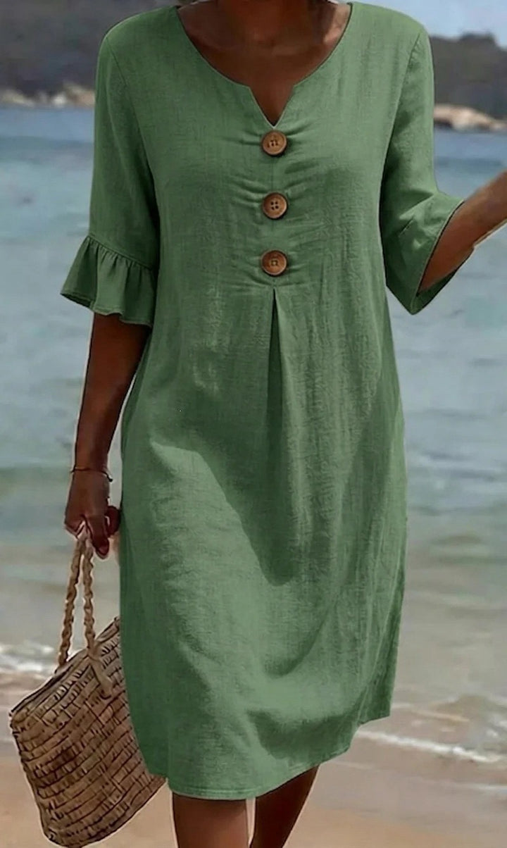Women's Lightweight Summer Dress with Button Details Mune Fashion
