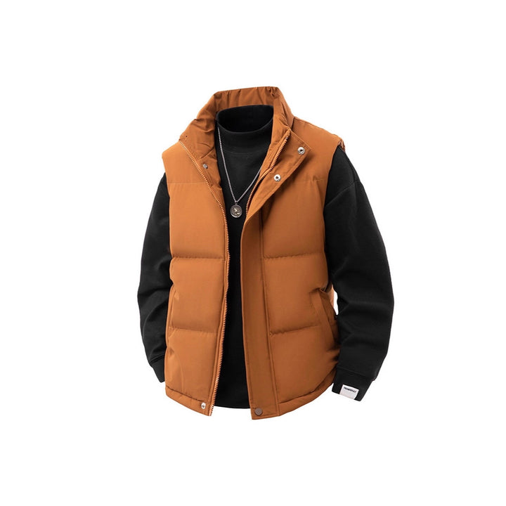 Men's Sleeveless Thermal Padded Vest with Windproof Outer Shell and Hollow Fiber Filling Mune Fashion