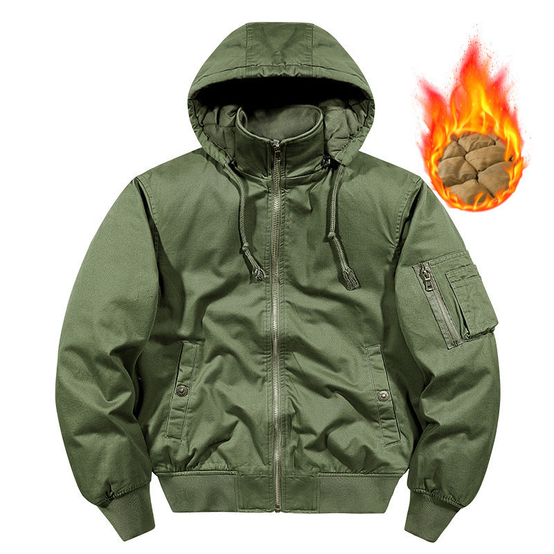 Men's padded hoodie canvas field jacket with sleeve pocket and thermal lining Mune Fashion