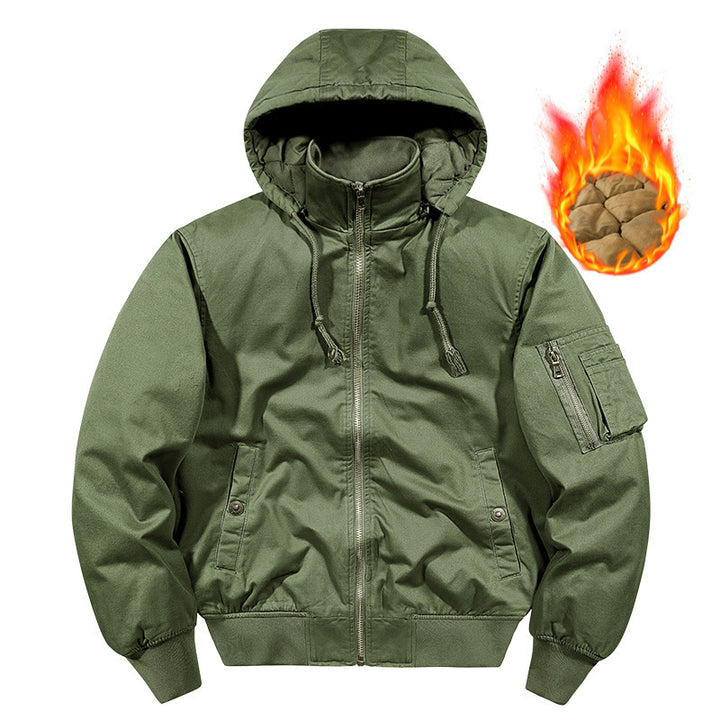 Men's padded hoodie canvas field jacket with sleeve pocket and thermal lining Mune Fashion