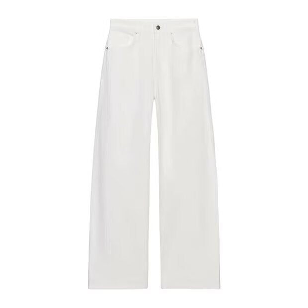 Women's High-Waist Denim Jeans with Wide Leg and Five-Pocket Design Mune Fashion