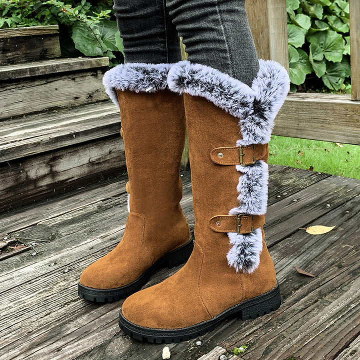Women's Winter Boots with Cozy Faux Fur Collar and Slip-Resistant Sole Mune