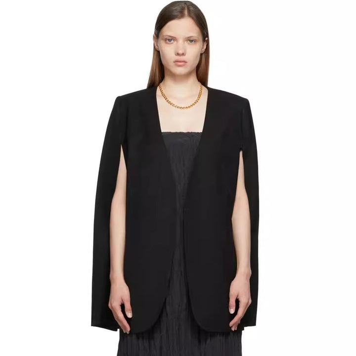 Women's Cape Blazer with Open Fall and Side Arm Slits Mune Fashion