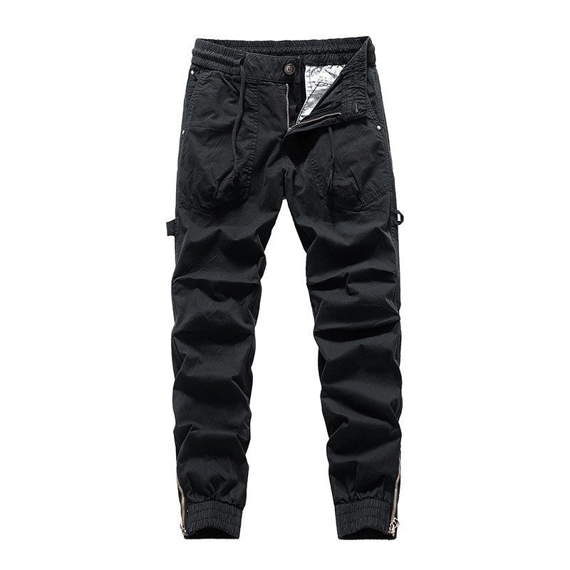 Men's outdoor work jogger pants with elastic comfort waistband, patch round pockets, and ankle zipper Mune Fashion