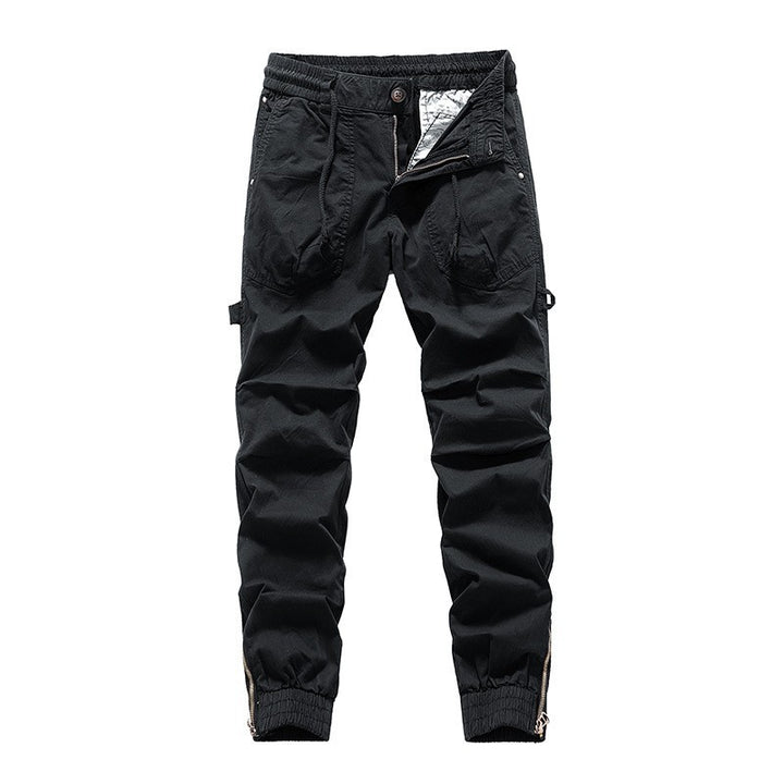 Men's outdoor work jogger pants with elastic comfort waistband, patch round pockets, and ankle zipper Mune Fashion