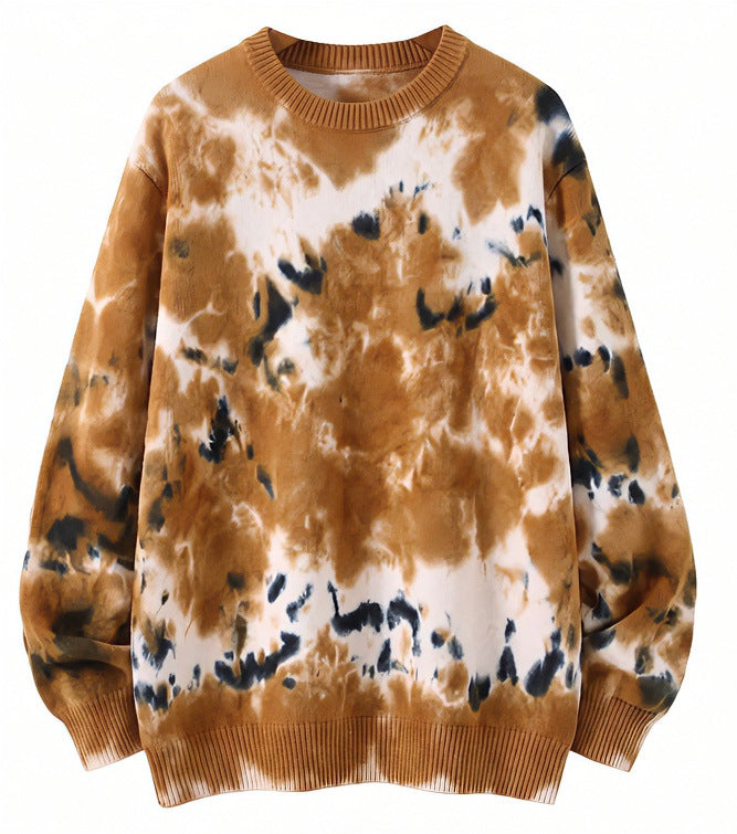 Men's Oversized Batik Sweater with Crew Neck and Ribbed Cuffs Mune Fashion