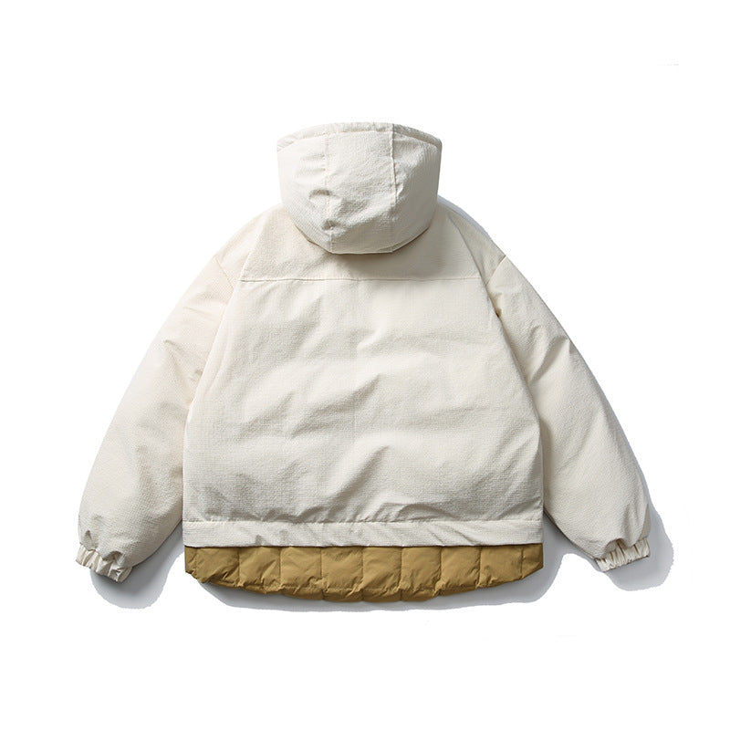 Unisex Short cut padded hoodie jacket in material mix with patch pockets Mune Fashion