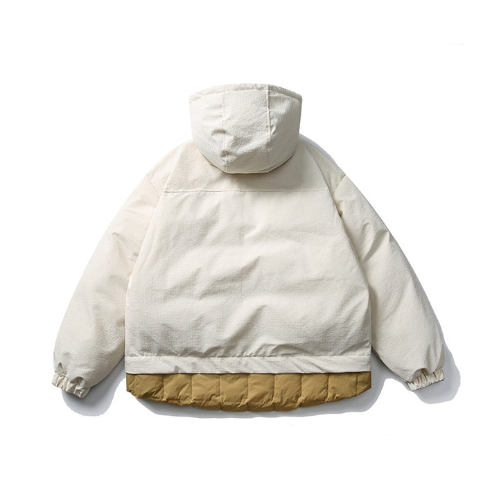 Unisex Short cut padded hoodie jacket in material mix with patch pockets Mune Fashion