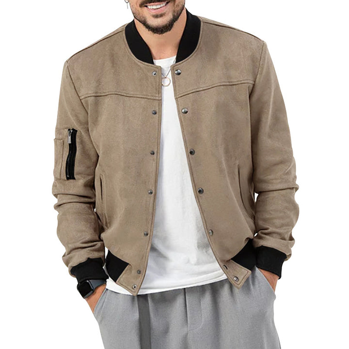 Men's bomber jacket in suede look with snap button closure and arm pocket Mune Fashion