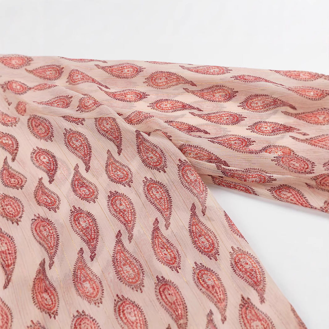 Women's chiffon blouse with ruffle collar and paisley print Mune Fashion