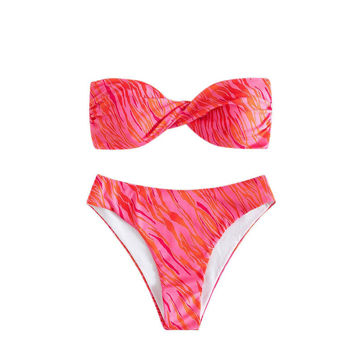 Women Bandeau Bikini Set with sophisticated wave patterns Mune Fashion