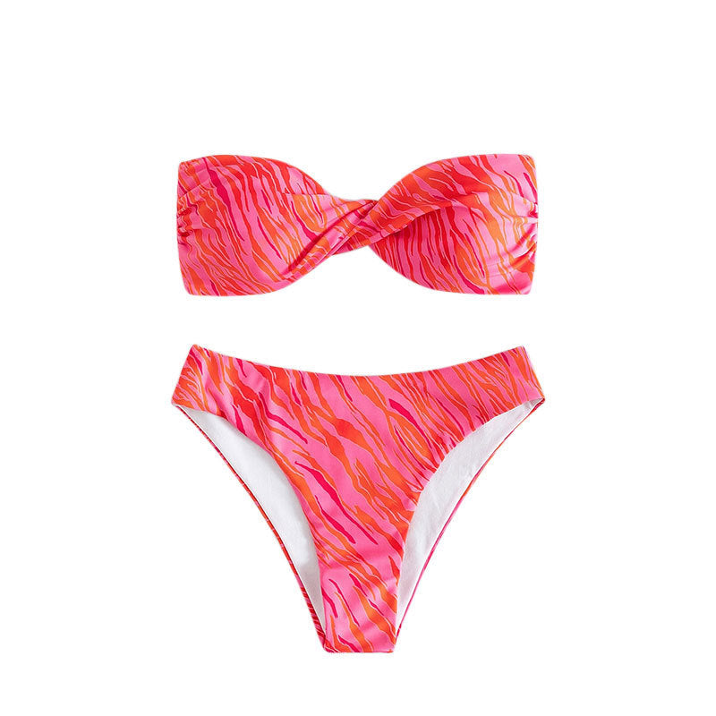Women Bandeau Bikini Set with sophisticated wave patterns Mune Fashion