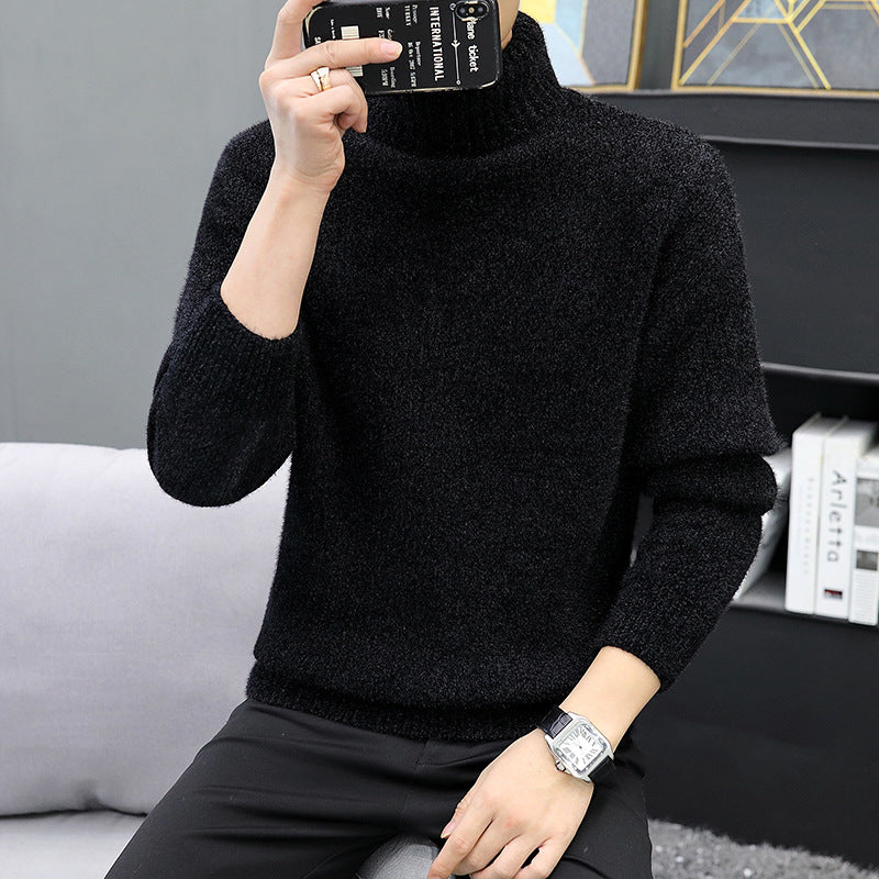 Men's turtleneck sweater made of boucle fine knit with ribbed cuffs Mune Fashion