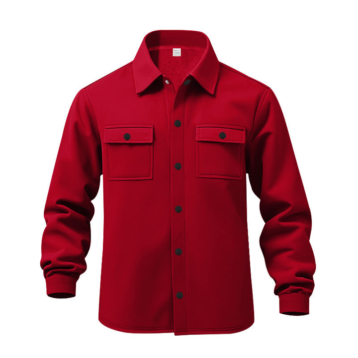 Men's unlined shirt jacket with fleece lining, patch chest pockets and snap button placket Mune Fashion