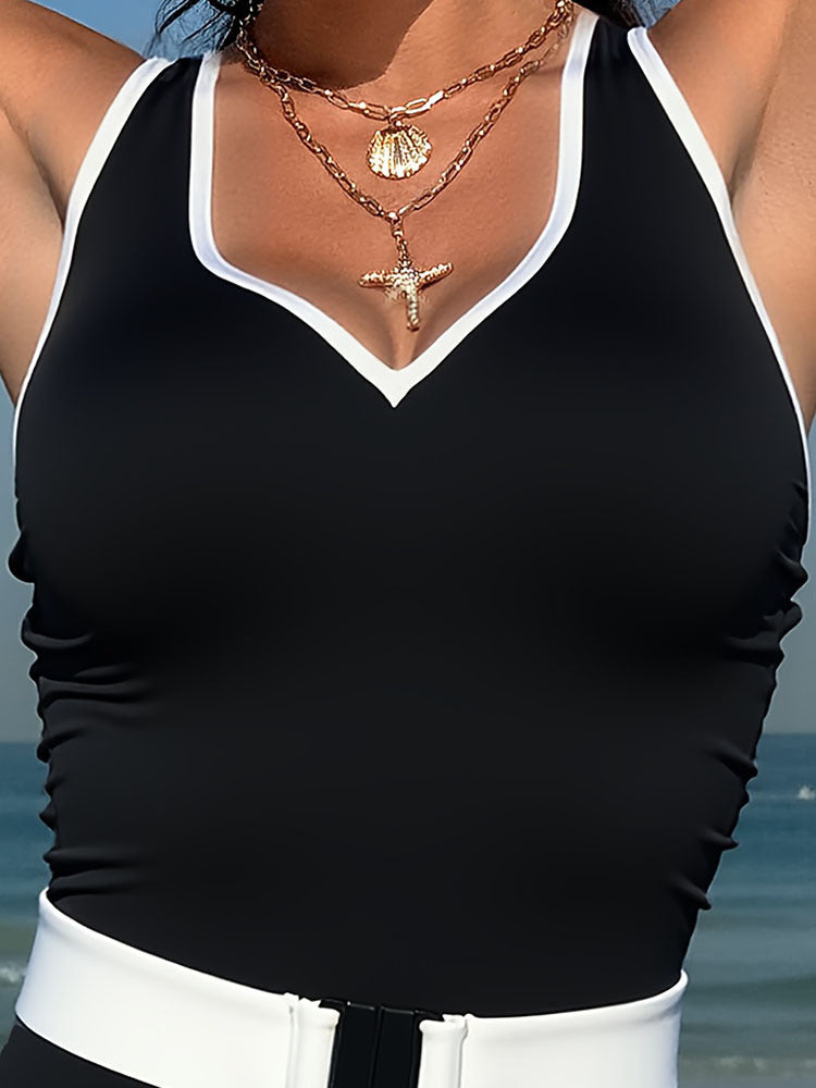 Ladies stylish one-piece swimsuit with chic belt Mune Fashion