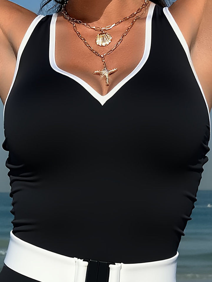 Ladies stylish one-piece swimsuit with chic belt Mune Fashion