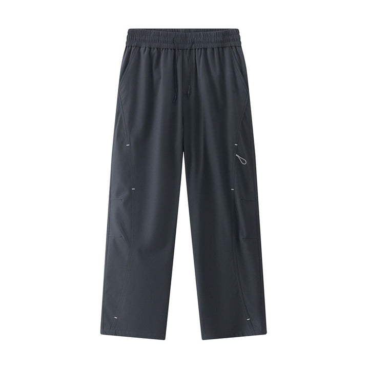 Men's Wide Relaxed Cargo Leisure Pants with Drawstring Waist & Multifunctional Pockets Mune Fashion