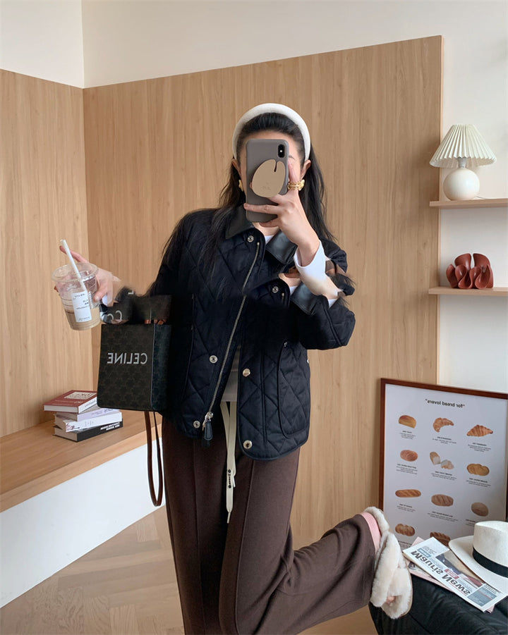 Women Fashionable Quilted Jacket with Pockets Mune Fashion