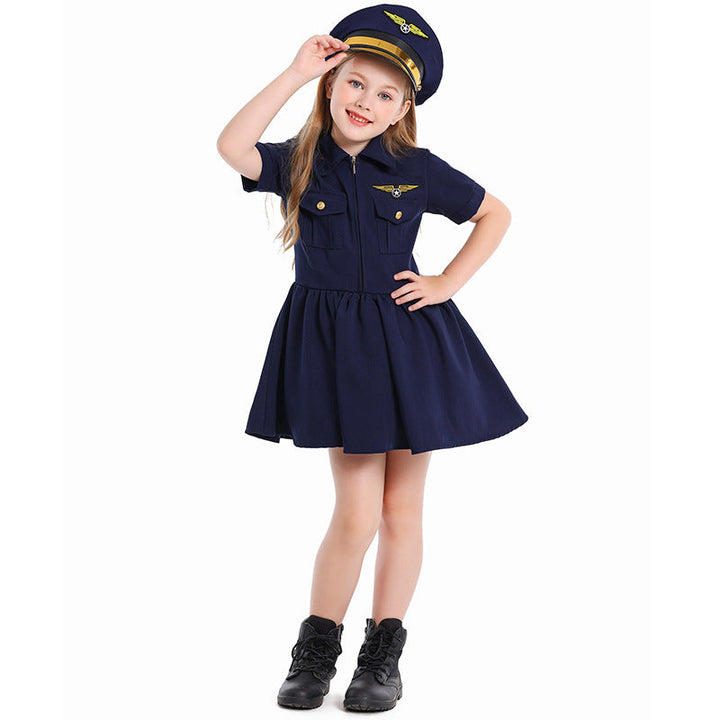 Girl pilot dress with stylish cut and detailed accessories Mune Fashion