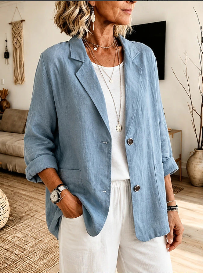 Ladies Lightweight and Elegant Linen Jacket Mune Fashion