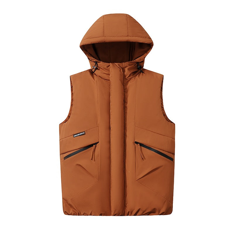 Men's Padded Hooded Quilted Vest in Technical Urban Look with Concealed Zipper & Utility Pockets Mune Fashion
