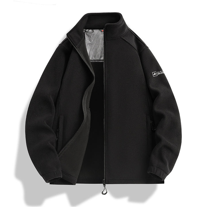 Men's fleece jacket with stand-up collar, wind-resistant microfleece and zippered pockets Mune Fashion