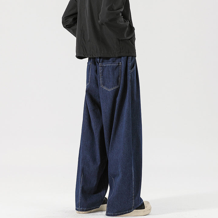 Women's Wide Denim Palazzo Pants with Drawstring Waist, Low Crotch, and Extra Wide Leg Mune Fashion