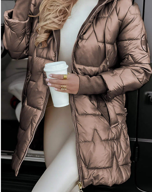 Women's quilted puffer coat with hood tailored silhouette and thermal insulation Mune Fashion