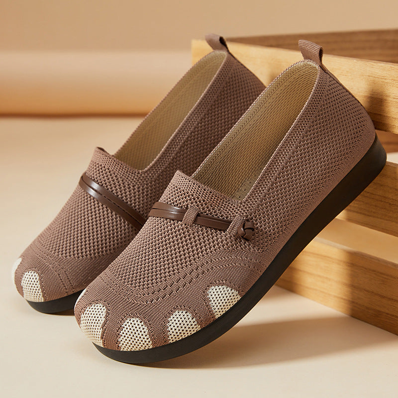 Women's knitted comfort slippers with toe look, elastic entry and shock-absorbing EVA sole Mune Fashion